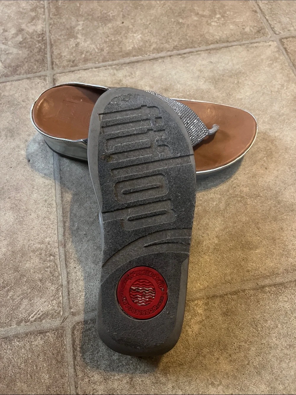 Women Fitflop Silver Lulu Glitz Thong Sandal Comfortable Orthopedic Leather